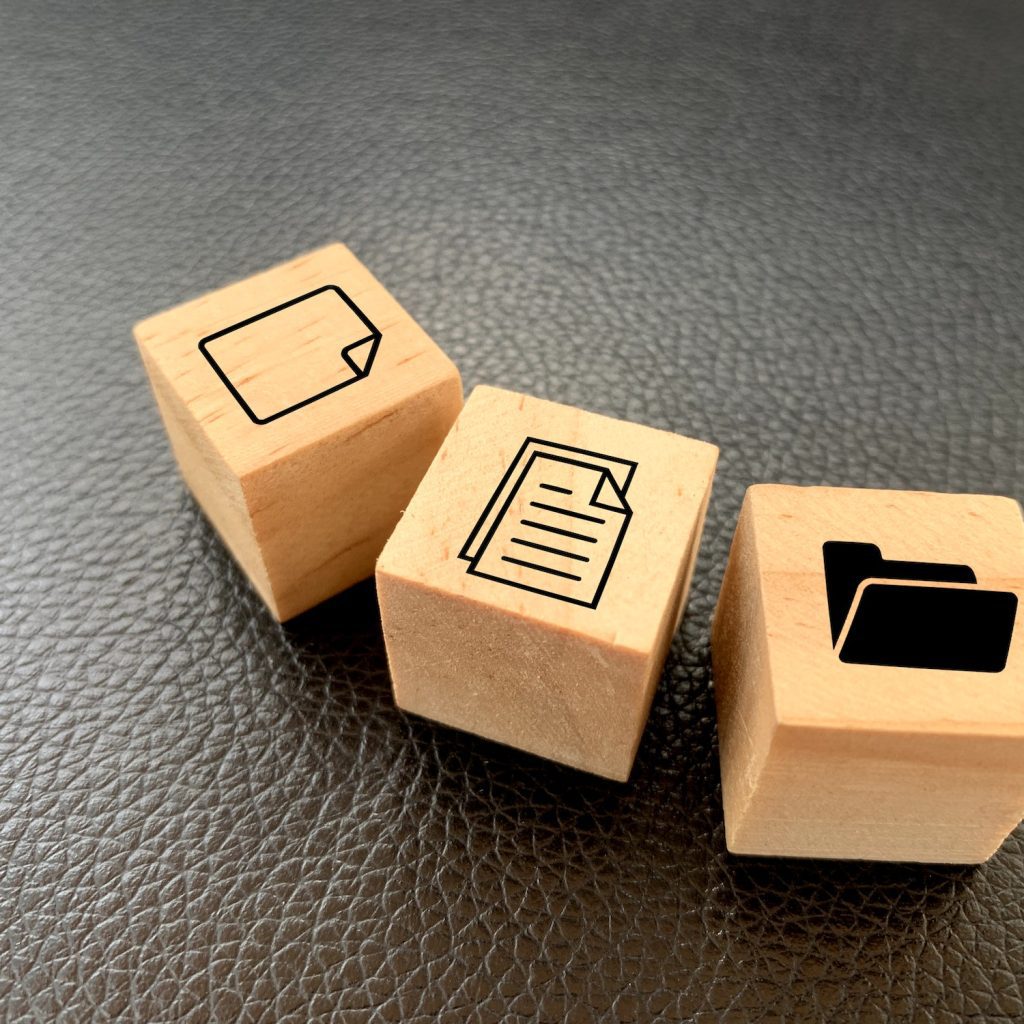 file icons are arranged into folders. Concept document management system or DMS